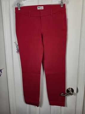Old Navy Pixie Ankle Pants Mid-Rise Red Chino Trousers Size